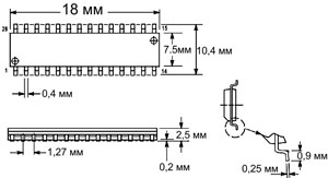 Рис.1. Габаритные и присоединительные размеры микроконтроллера MC68HC908JL8 sop28