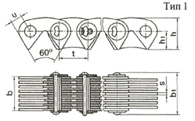 Рис.1. Схема цепей приводных зубчатых ГОСТ 13552-81