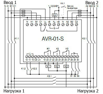 Рис.1. Схема подключения устройства управления AVR-01-S