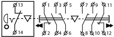 Рис.2. Схема подключения XAL-B3-2913К поста кнопочного с ключом